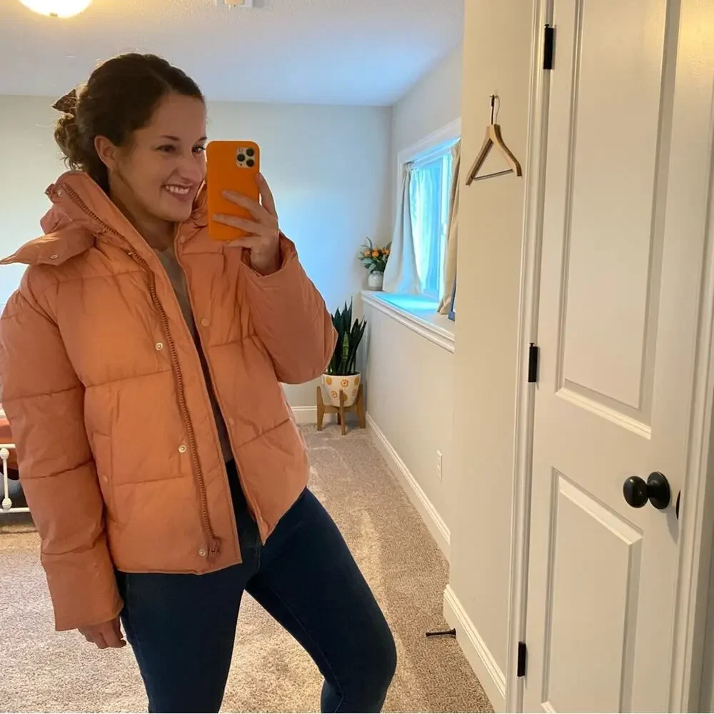 J. Crew Pink Signature Puffer Coat Small